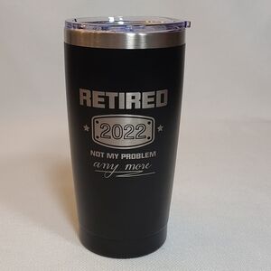 RETIRED 2022 insulated beverage container Not my problem any more!  Black/Silver
